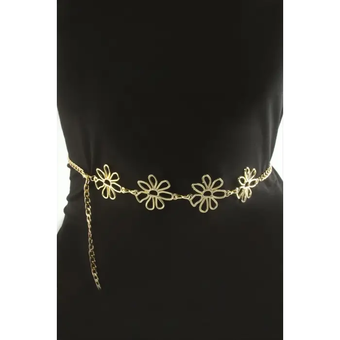 Çiçek Metal Zincir Kemer