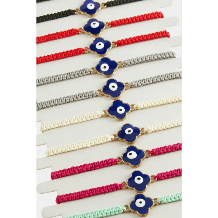 Çiçek Nazar Makrome Örgülü Bileklik