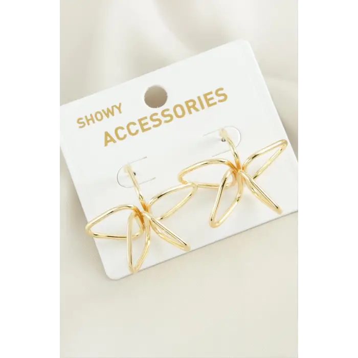 Çiçek Oval Metal Küpe