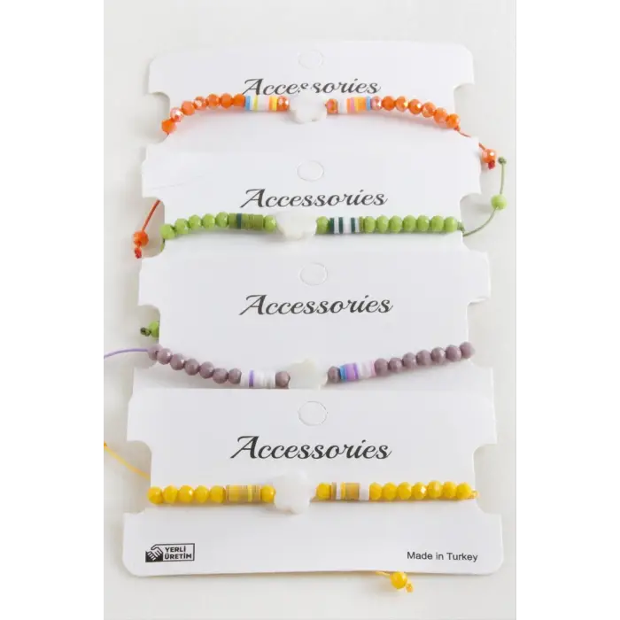 Çiçek Sedef Kristal Makrome İp Bileklik