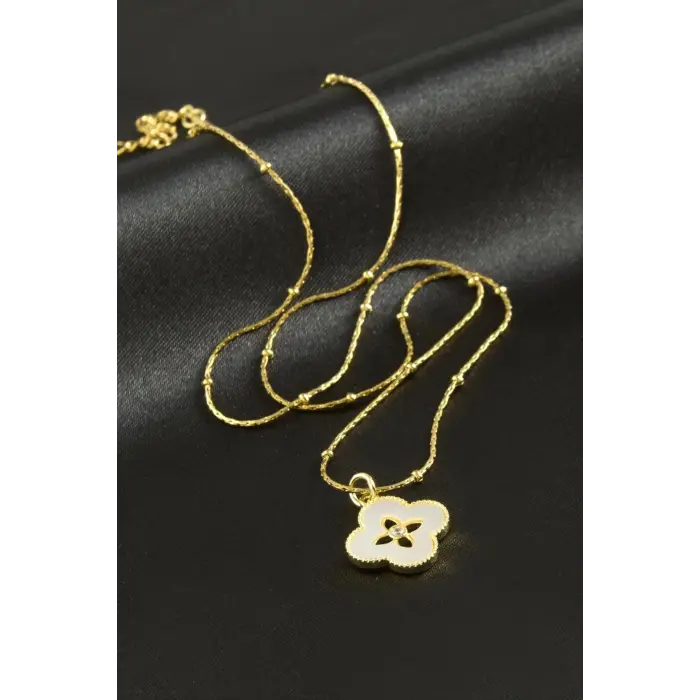 Çiçek Sedef Lüks Çelik Kolye