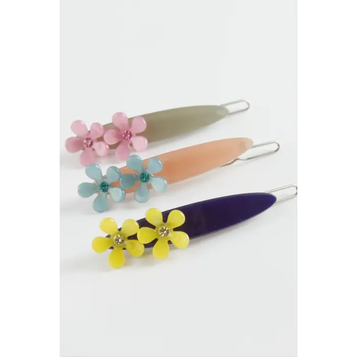 Çiçek Taşlı Klipsli Toka