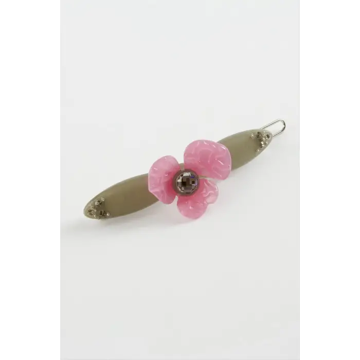 Çiçek Taşlı Klipsli Toka