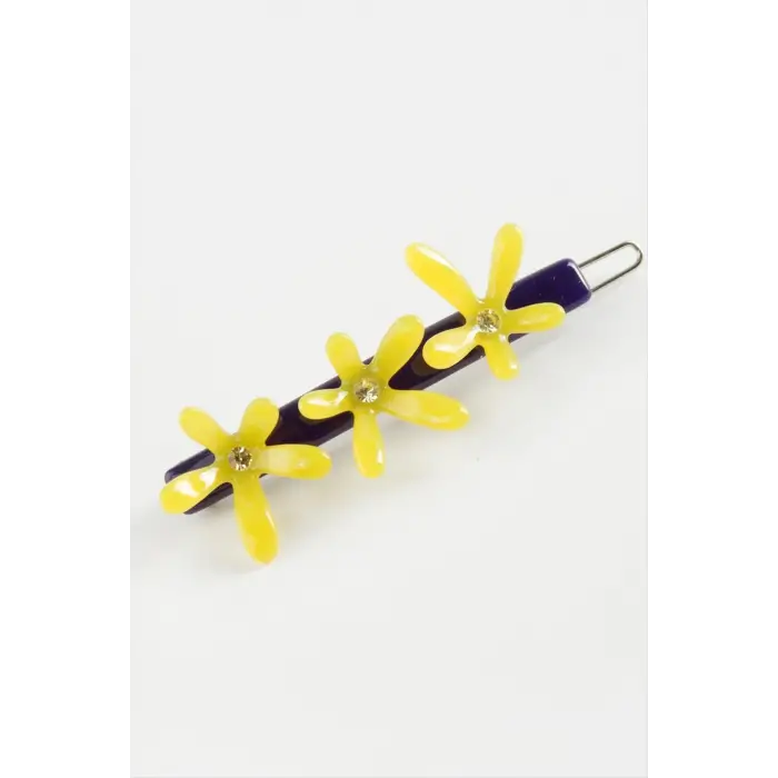 Çiçek Taşlı Klipsli Toka