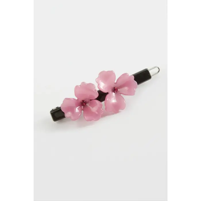 Çiçek Taşlı Klipsli Toka