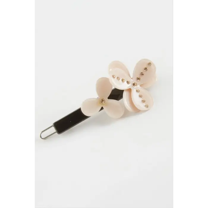 Çiçek Taşlı Klipsli Toka