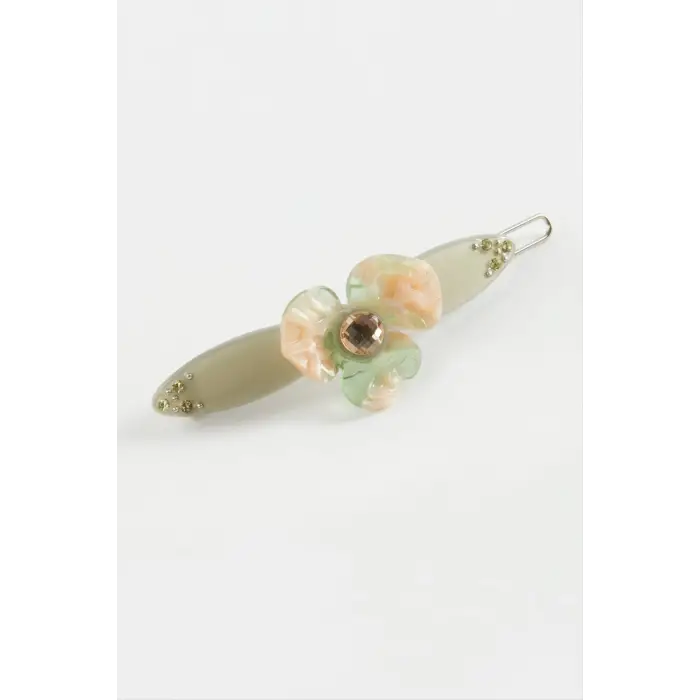 Çiçek Taşlı Klipsli Toka