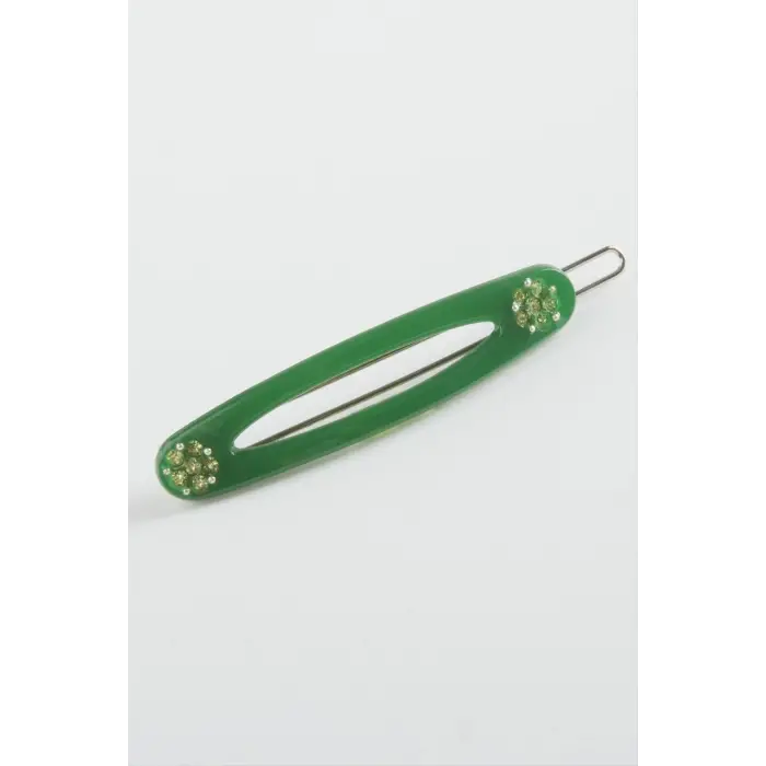 Çiçek Taşlı Klipsli Toka