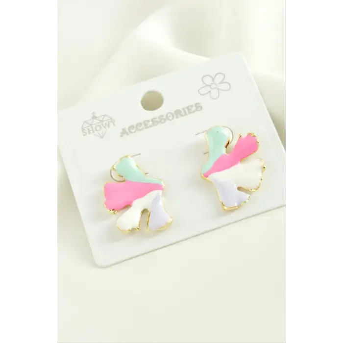 Çiçek Trend Mineli Metal Küpe