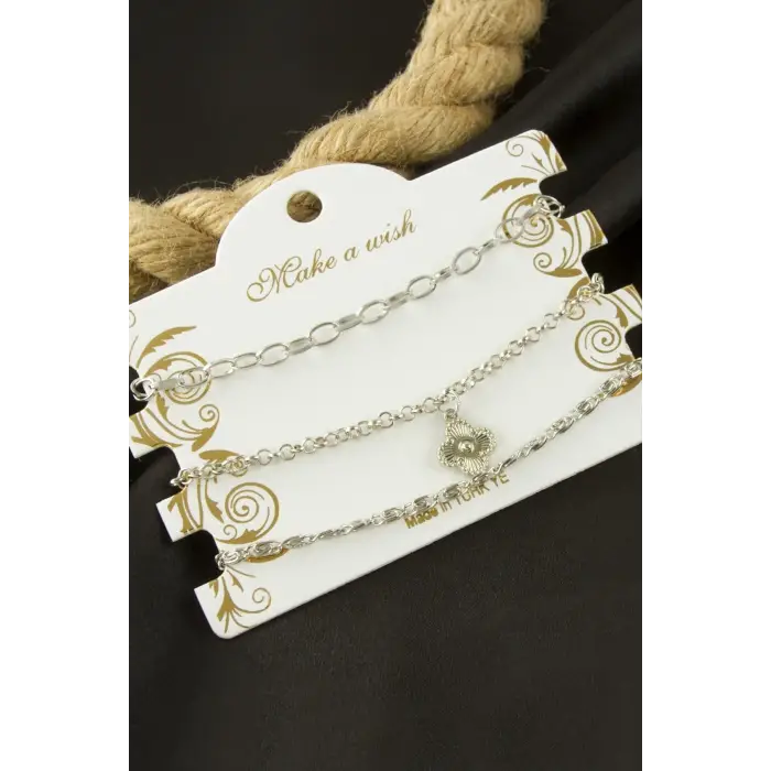 Çiçek Zincir Bileklik 3 Adet