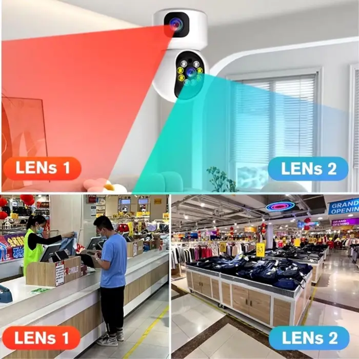 Çift Kameralı Wifi Bağlantılı Gece Görüşlü Ev Tipi Güvenlik Kamerası