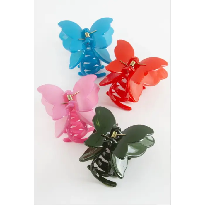 Çift Kanatlı Kelebek Renkli Mandal Toka 8 cm