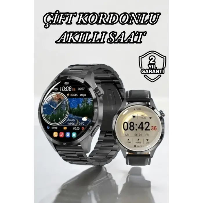 Çift Kordonlu Yüksek Çözünürlüklü Akıllı Saat Uyku İzleyici & Spor Modları