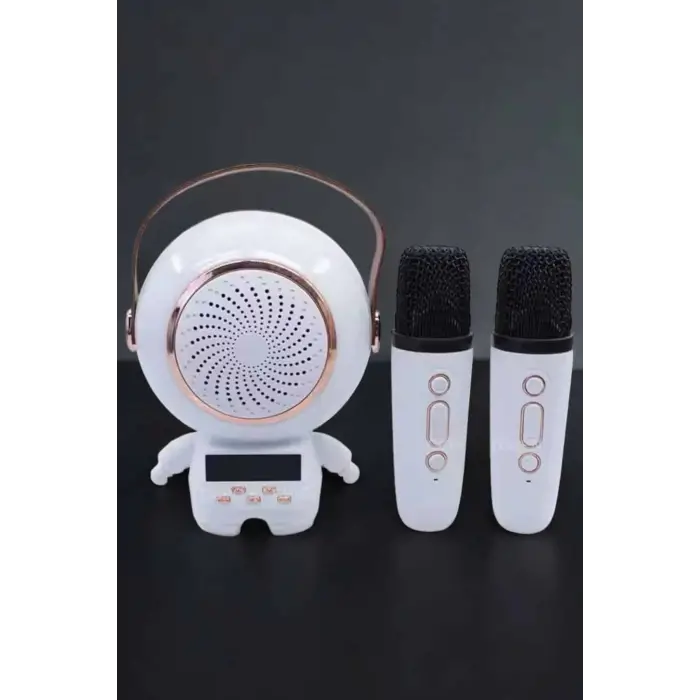 Çift Mikrofonlu Karaoke Mikrofon Bluetooth Bağlantılı Dijital Göstergeli