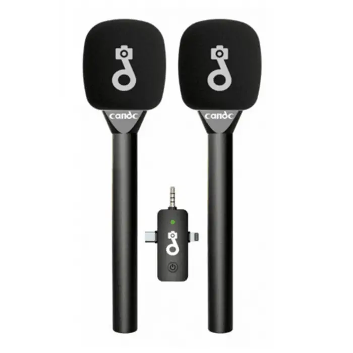 Çift Mikrofonlu Profosyonel Kablosuz Yüksek Kaliteli Ses Kaydı Röportaj Mikrofonu