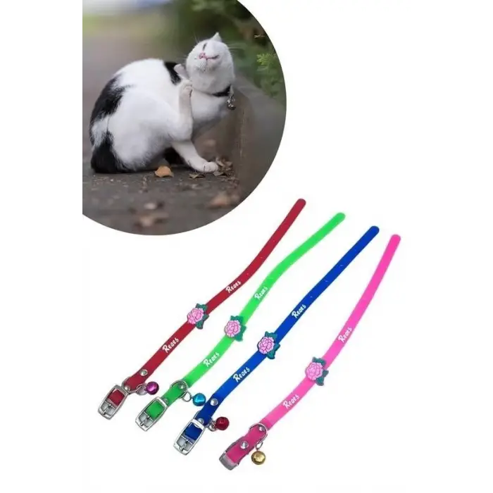 Çıngıraklı Zilli Sevimli Renkli Slikon Kedi Köpek Boyun Tasması - 1 Adet Stokta Olan Gönderilir