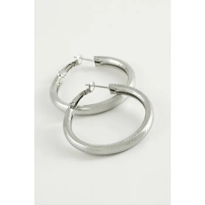 Çizgili Boru Halka Küpe 3,5 cm