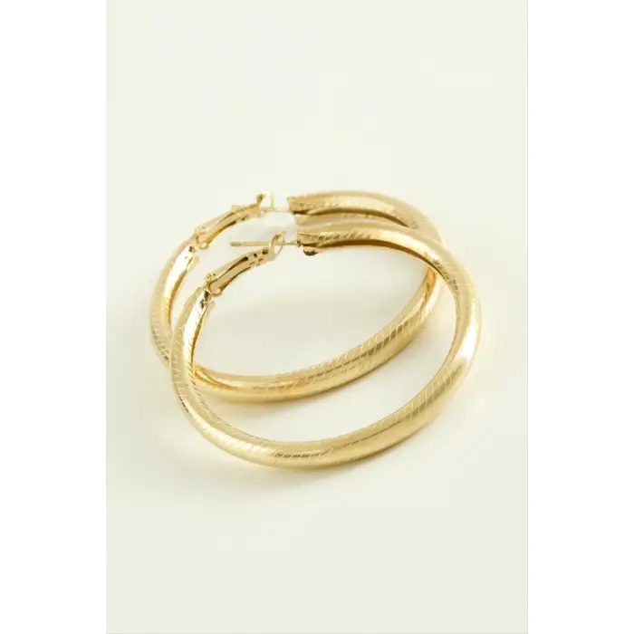 Çizgili Boru Halka Küpe 3,5 cm