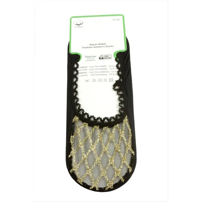 Çizgili Dantel Babet Çorap