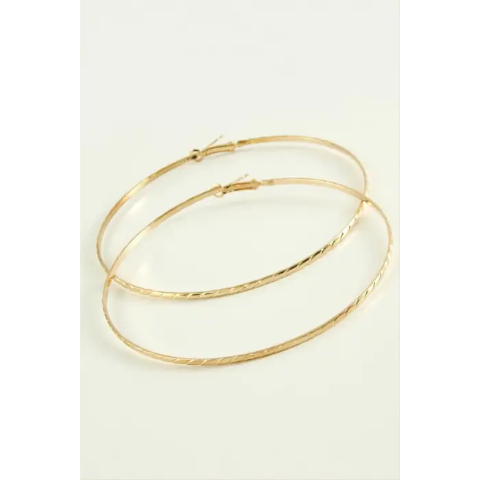 Çizgili Metal Halka Küpe 8-9-10 cm