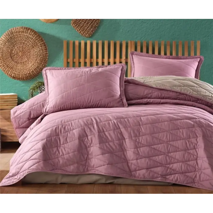 Clasy Çift Kişilik Yatak Örtüsü Lorna v4 Gülkurusu