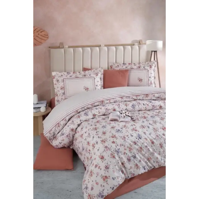 Clasy Ranforce Nevresim Takımı Çift Kişilik Visam V1 Kiremit