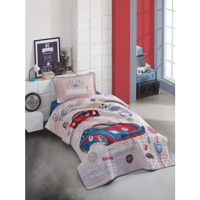 Clasy Tek Kişilik Yatak Örtüsü Garage