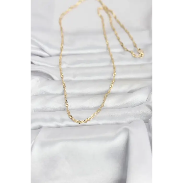 CM 14K Gold Renk Burgu Yassı Model 60 cm Kadın Kolye