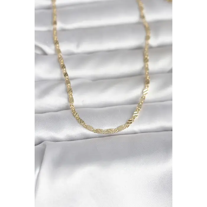 CM 14K Gold Renk Çizgi Lazer Model 60 cm Kadın Kolye
