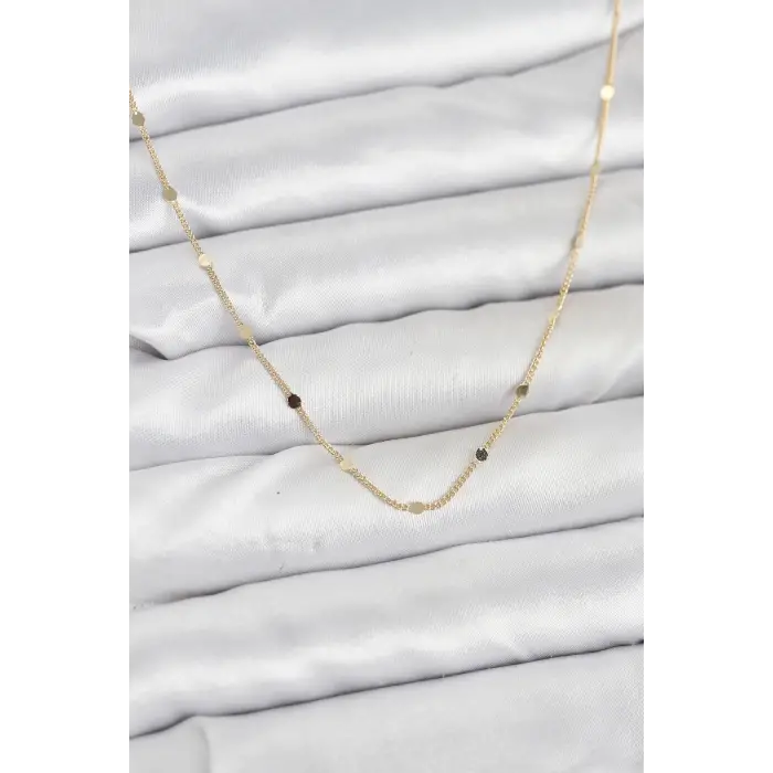 CM 14K Gold Renk Ezme Pul Model 60 cm Kadın Kolye
