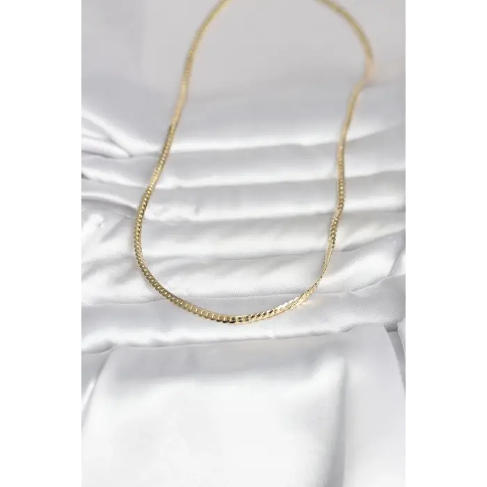 CM 14K Gold Renk Yassı Zincir Model 45 cm Kadın Kolye