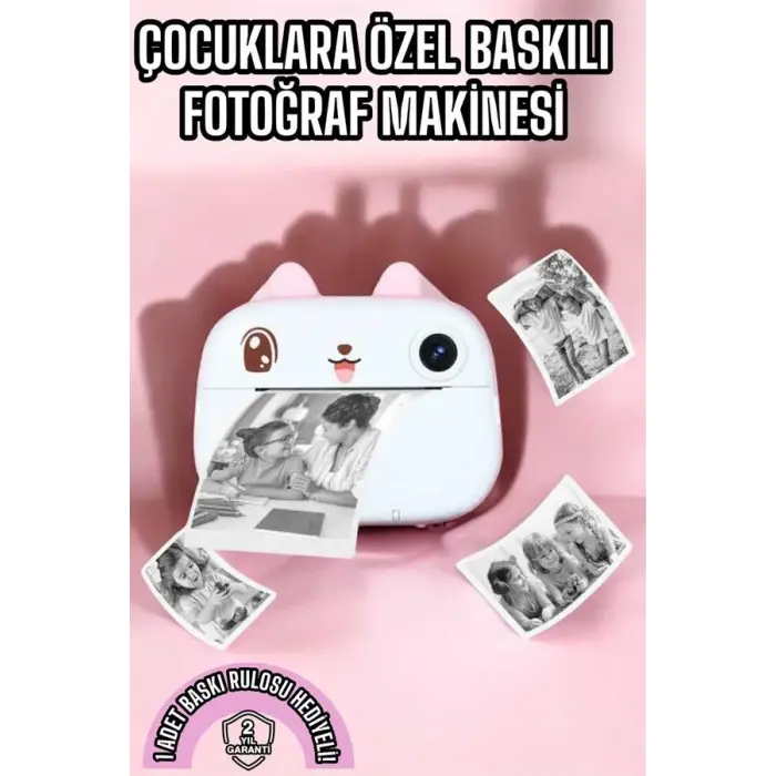 Çocuk Fotoğraf Makinesi Dijital HD Video Rulo Kağıt Baskılı Yazıcı