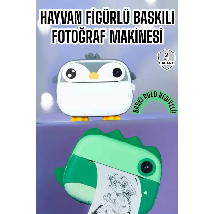 Çocuklar için Fotoğraf Makinesi Anlık Baskı Makinesi HD Görüntü Kalitesi