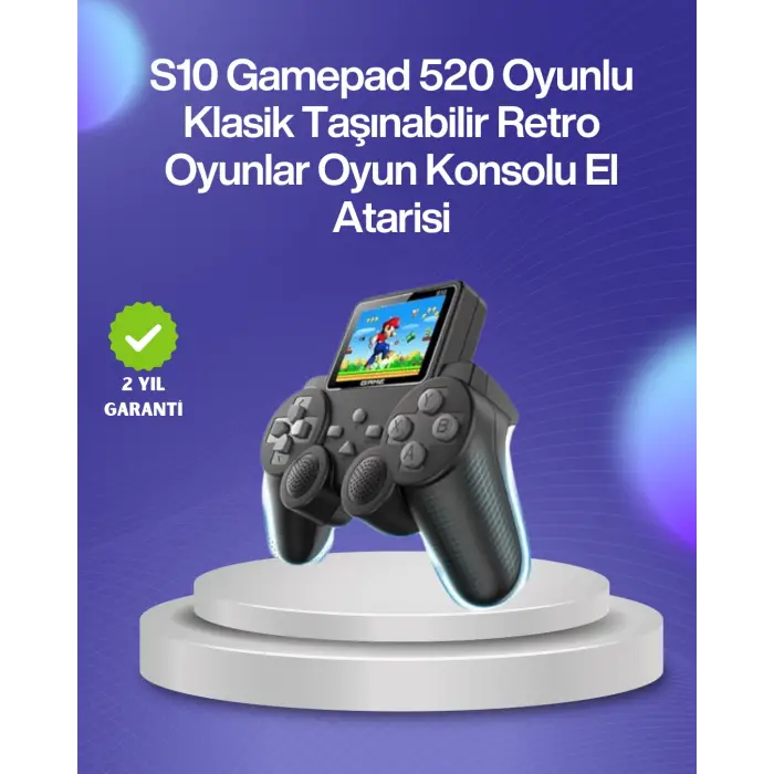 Çocuklar ve Yetişkinler İçin Uygun 500 Oyunlu Taşınabilir Mini Retro El Konsolu,