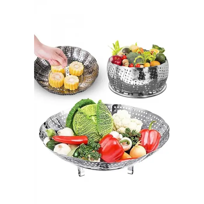 Çok Amaçlı Buharda Sebze Pişirme Haşlama Aparatı Katlanabilir Sebze Sağlıklı Pişirme Aparatı