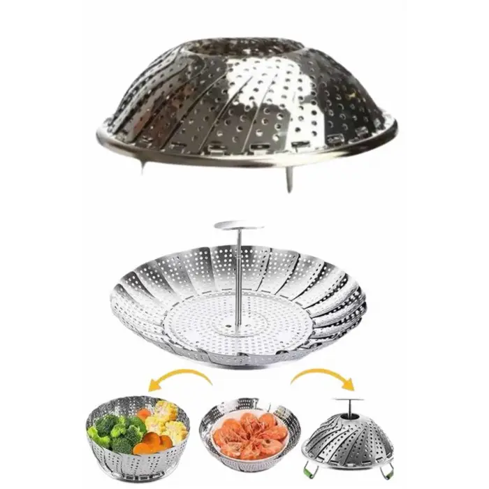 Çok Amaçlı Buharda Sebze Pişirme Haşlama Aparatı Katlanabilir Sebze Sağlıklı Pişirme Aparatı
