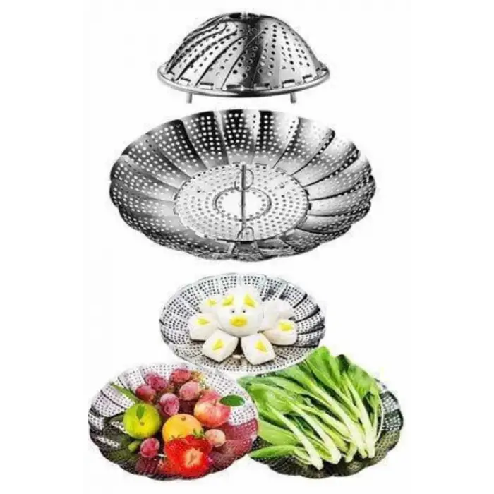 Çok Amaçlı Buharda Sebze Pişirme Haşlama Aparatı Katlanabilir Sebze Sağlıklı Pişirme Aparatı