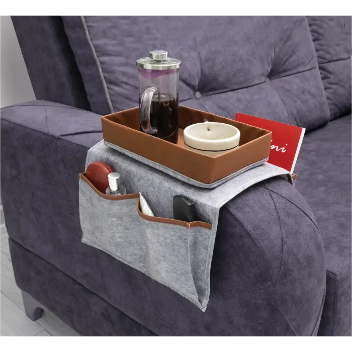 Çok Amaçlı Deri Şeritli Cepli Koltuk Kenarı Düzenleyici 03938