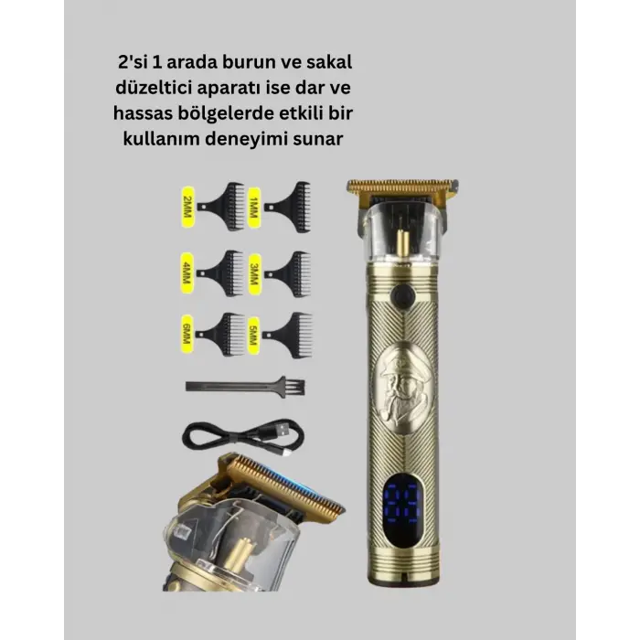 Çok Fonksiyonlu Saç ve Sakal Düzeltici Set – USB Şarjlı