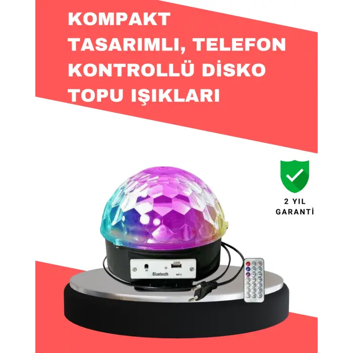 Çok Renkli LED Masaüstü Disko Topu Parti Aydınlatma Cihazı