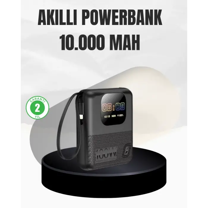Çoklu Cihaz Destekli 10000 mAh Powerbank Akıllı Ekranlı Taşınabilir Şarj Aleti