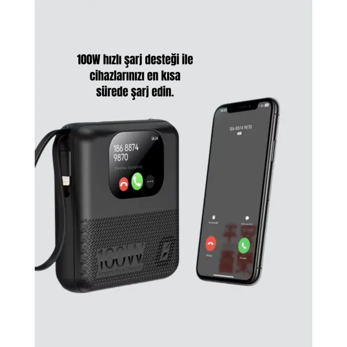 Çoklu Cihaz Destekli 10000 mAh Powerbank Akıllı Ekranlı Taşınabilir Şarj Aleti