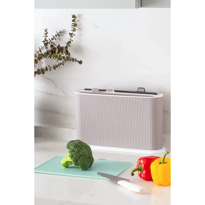 Çoklu Kesme Tahtası Seti - Standlı Hijyenik Kesim Panosu & Et Sebze Balık Tahtası Takımı