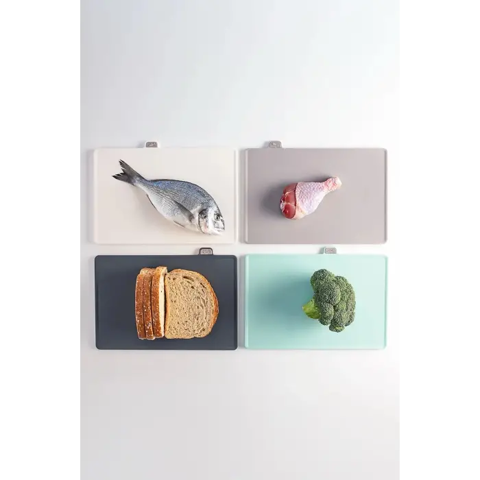 Çoklu Kesme Tahtası Seti - Standlı Hijyenik Kesim Panosu & Et Sebze Balık Tahtası Takımı