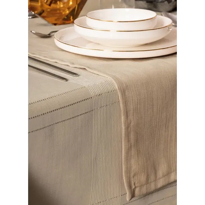 Cotton Box Antique Jasmine Bej Keten Masa Örtüsü