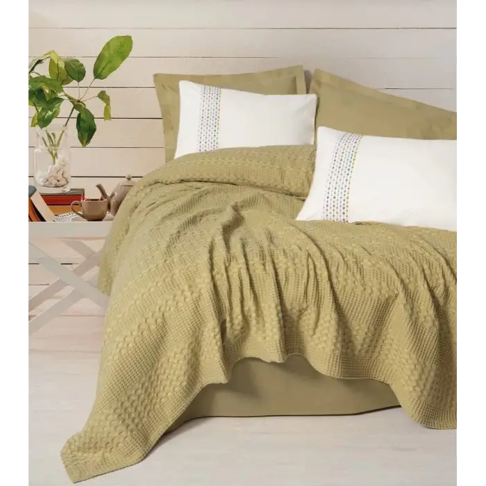 Cotton Box Aura Çift Kişilik Pike Takımı Pebble Hardal