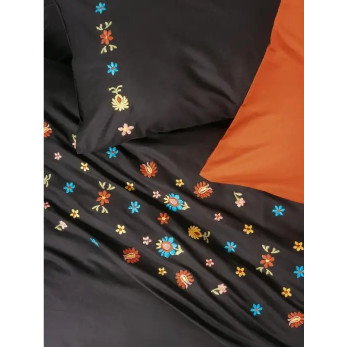 Cotton Box Brode Ranforce Çift Kişilik Nevresim Takımı Liker Kiremit