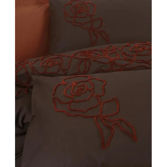 Cotton Box Brode Ranforce Çift Kişilik Nevresim Takımı Rosen Kiremit