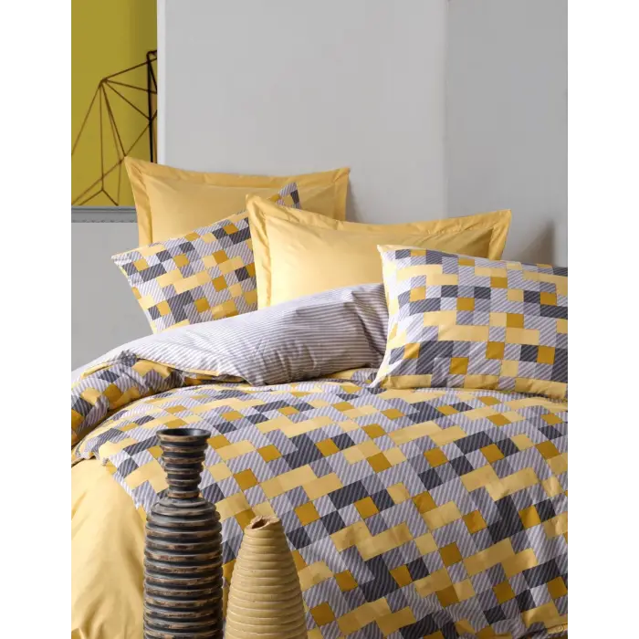Cotton Box Çift Kişilik Minimal Nevresim Takımı Elon Sarı