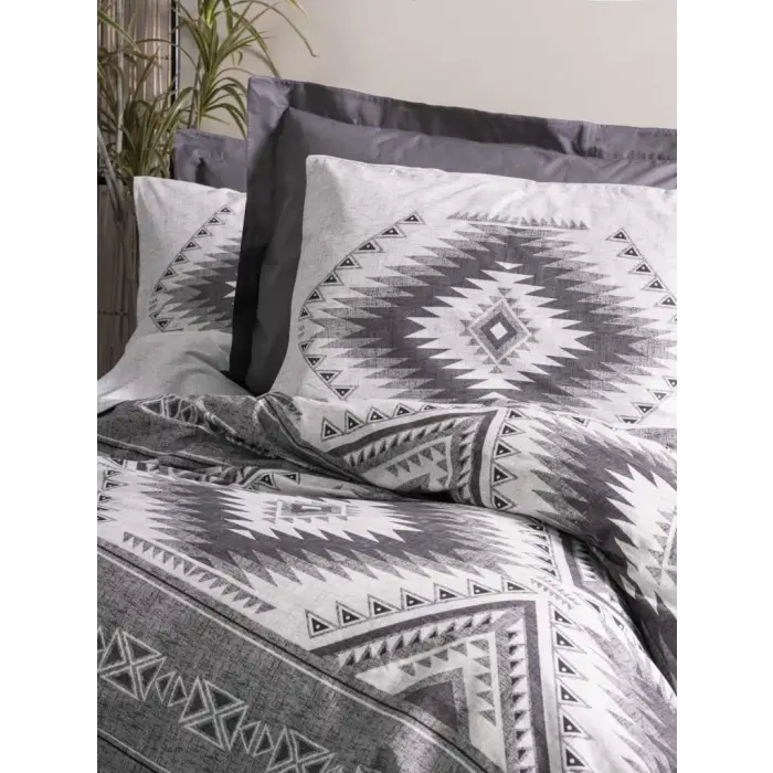 Cotton Box Etnich Nevresim Takımı Çift Kişilik Delos Antrasit